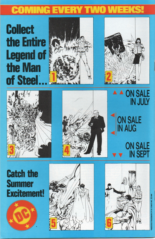 Superman Man of Steel #1 Comic Book From TheGlassyLass.com - Back Cover