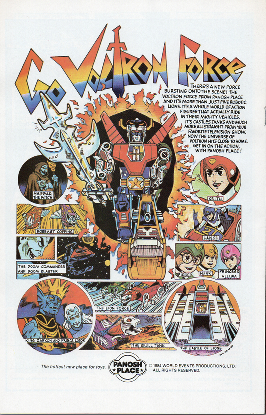 Voltron #1 Comic Book - 1985 First Printing - Ungraded - from TheGlassyLass.com Back Cover