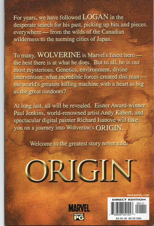 Wolverine: The Origin #1 (1st Printing) Comic Book From TheGlassyLass.com - Back Cover