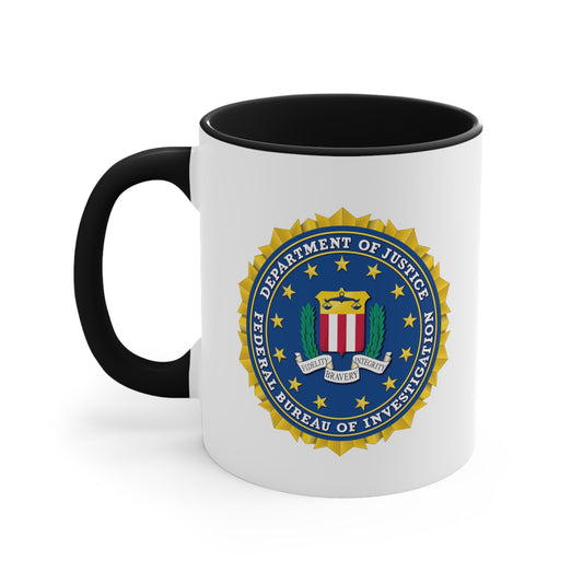FBI Seal Coffee Mug - Double Sided Black Accent White Ceramic 11oz by TheGlassyLass