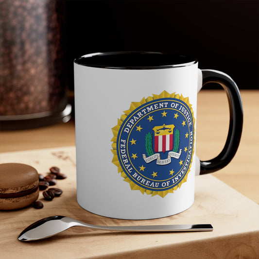 FBI Seal Coffee Mug - Double Sided Black Accent White Ceramic 11oz by TheGlassyLass