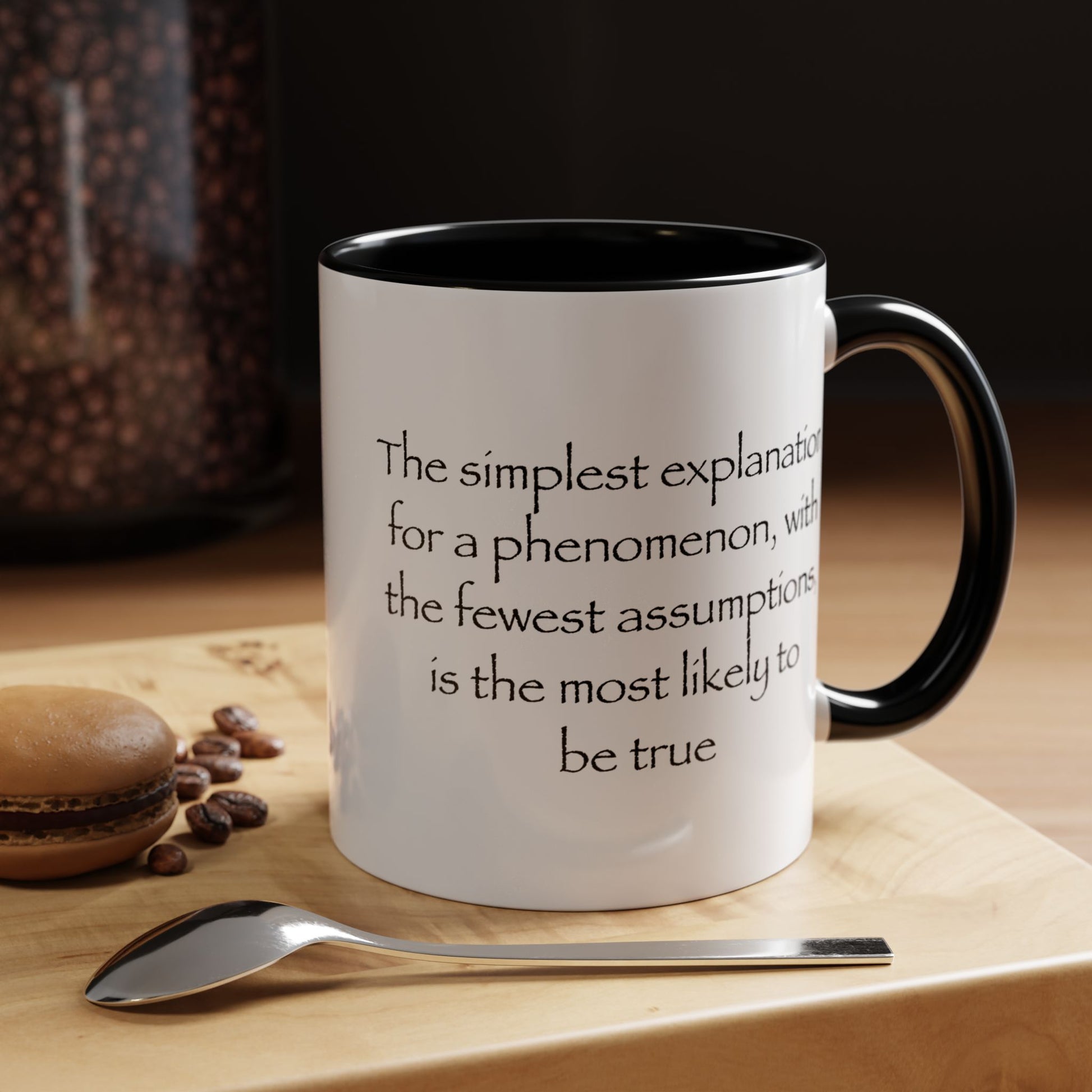 Occam's Razor Coffee Mug - Double Sided Black Accent White Ceramic 11oz by TheGlassyLass.com
