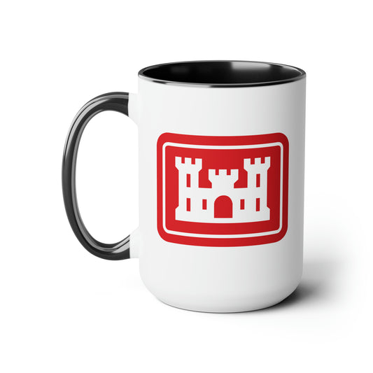 US Army Corps of Engineers Coffee Mug - Double Sided Black Accent Ceramic 15oz - by TheGlassyLass
