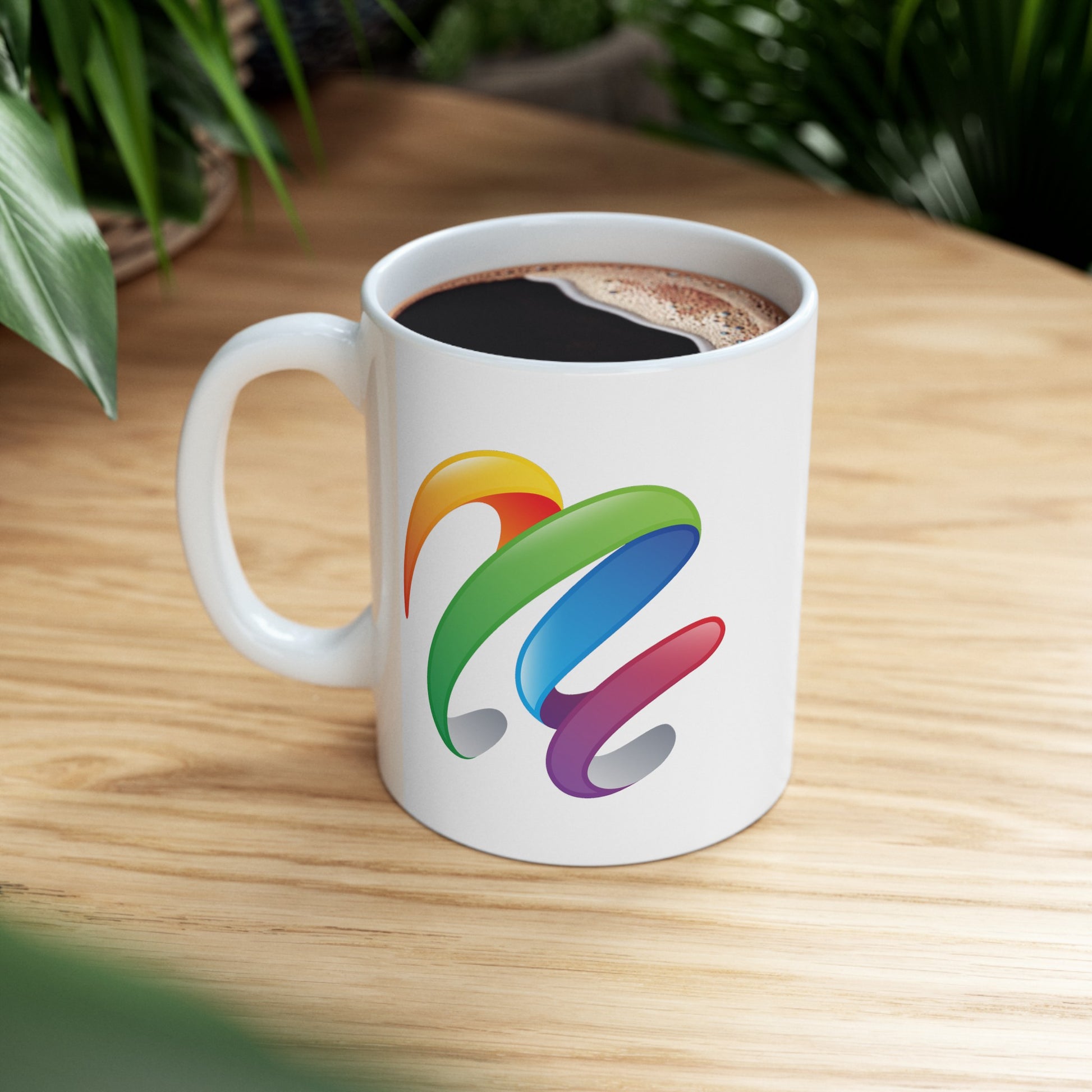 Rainbow Swirl Coffee Mug - Double Sided White Ceramic 11oz by TheGlassyLass.com