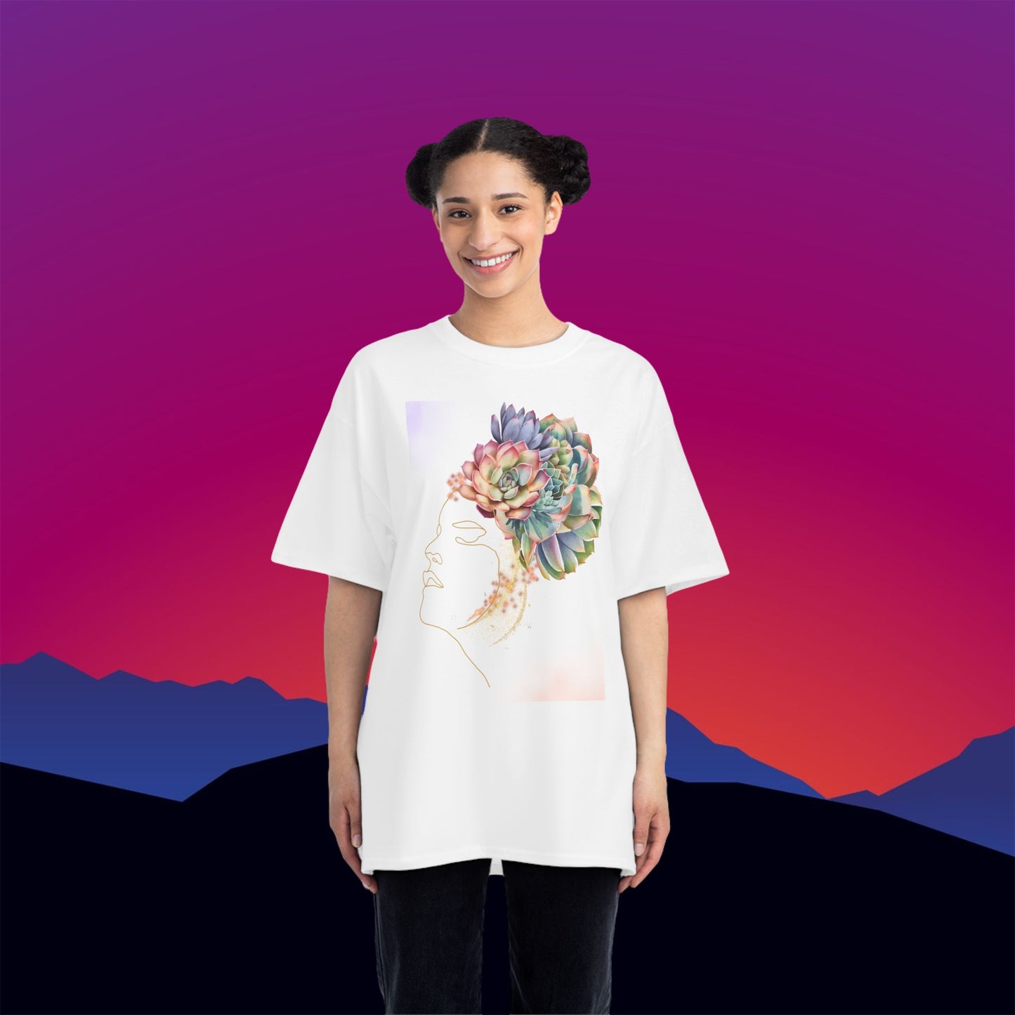 Succulent Dreams T-Shirt: (Hanes Beefy-T 100% Preshrunk Cotton Custom Printed by TheGlassyLass.com