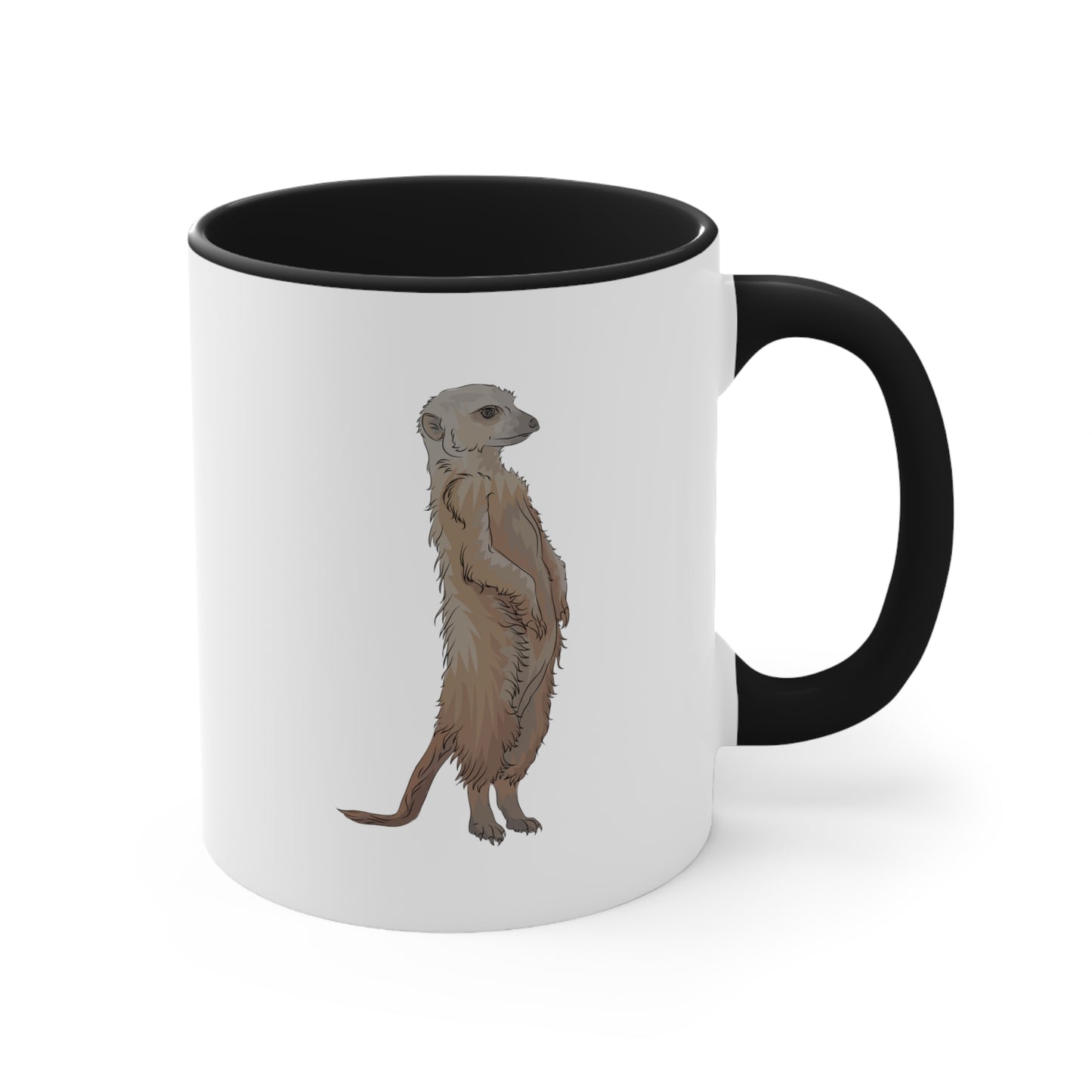 Meerkat Coffee Mug - Double Sided Black Accent White Ceramic 11oz by TheGlassyLass.com