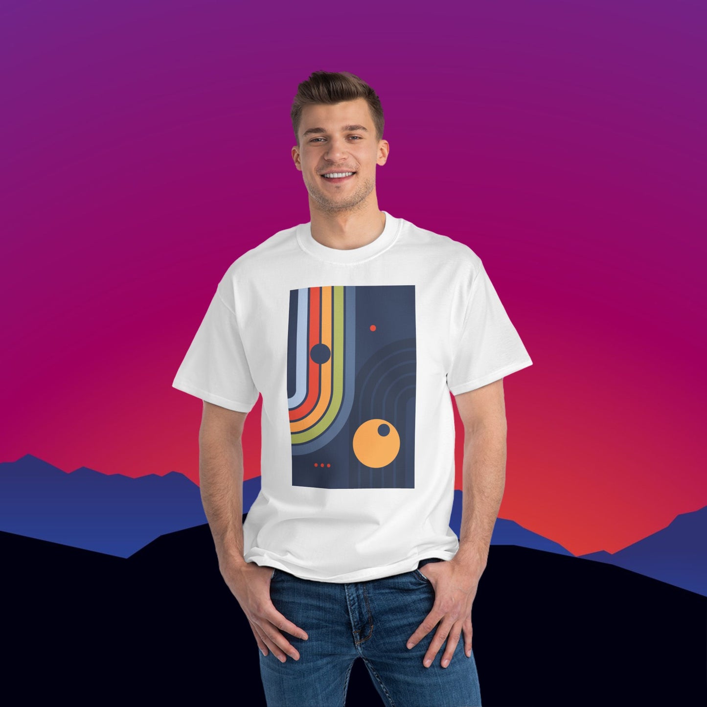 Cosmic Pinball T-Shirt: (Hanes Beefy-T 100% Preshrunk Cotton Custom Printed by TheGlassyLass.com