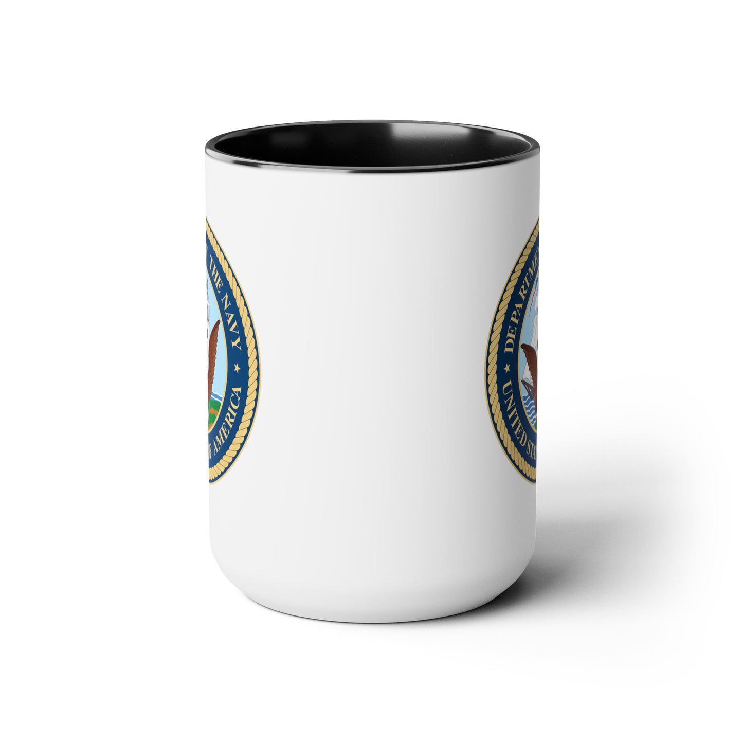 Navy Department Coffee Mug - Double Sided Black Acent White Ceramic 15oz by TheGlassyLass.com
