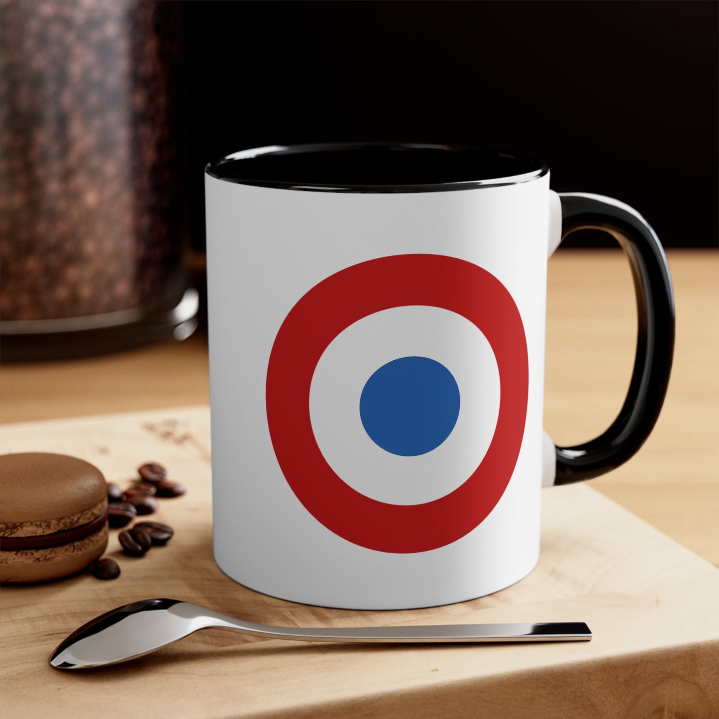 French Air Force Roundel Coffee Mug - Double Sided Black Accent Ceramic 11oz - by TheGlassyLass.com