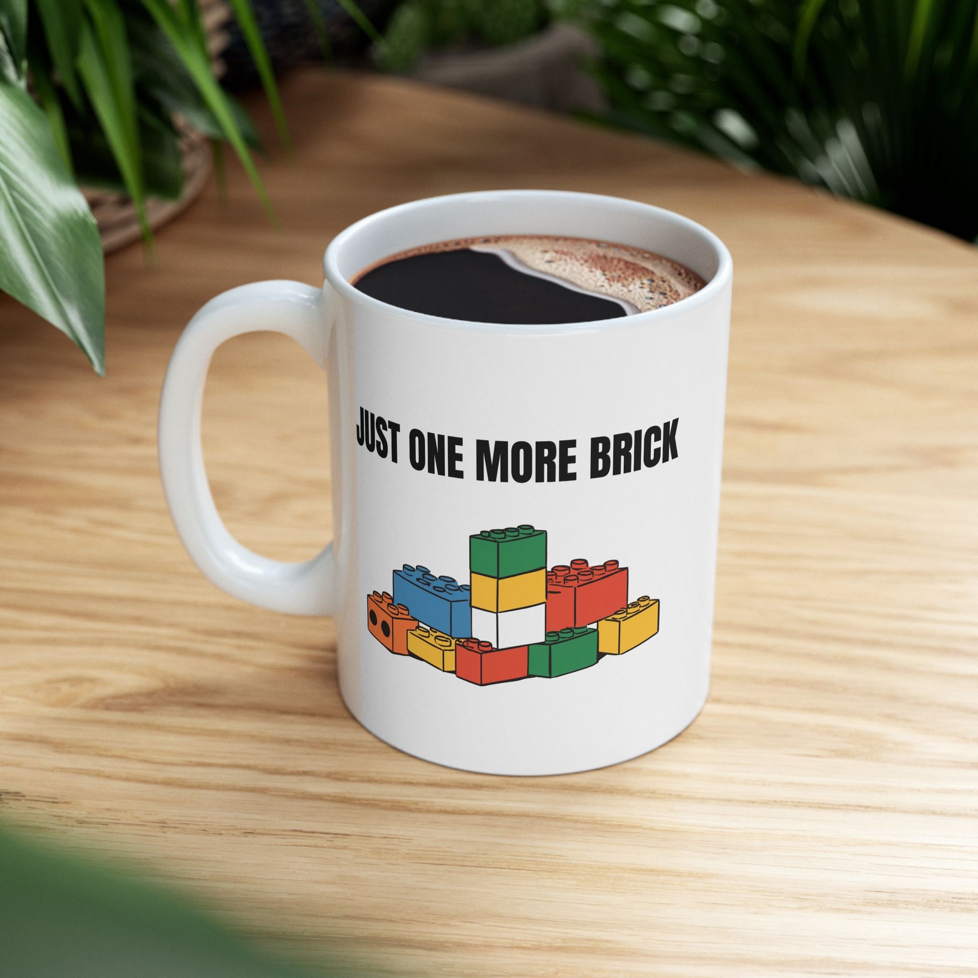 LEGO Just One More Brick Coffee Mug - Double Sided White Ceramic 11oz by TheGlassyLass.com