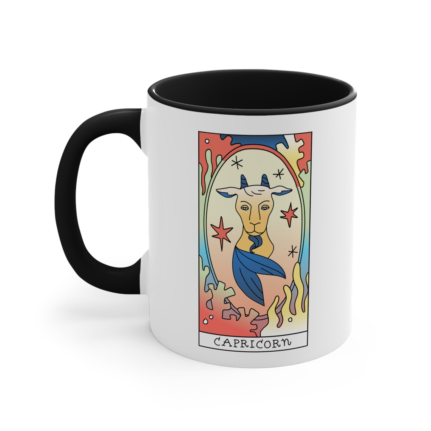 Capricorn Tarot Card Coffee Mug - Double Sided Black Accent Ceramic 11oz by TheGlassyLass.com