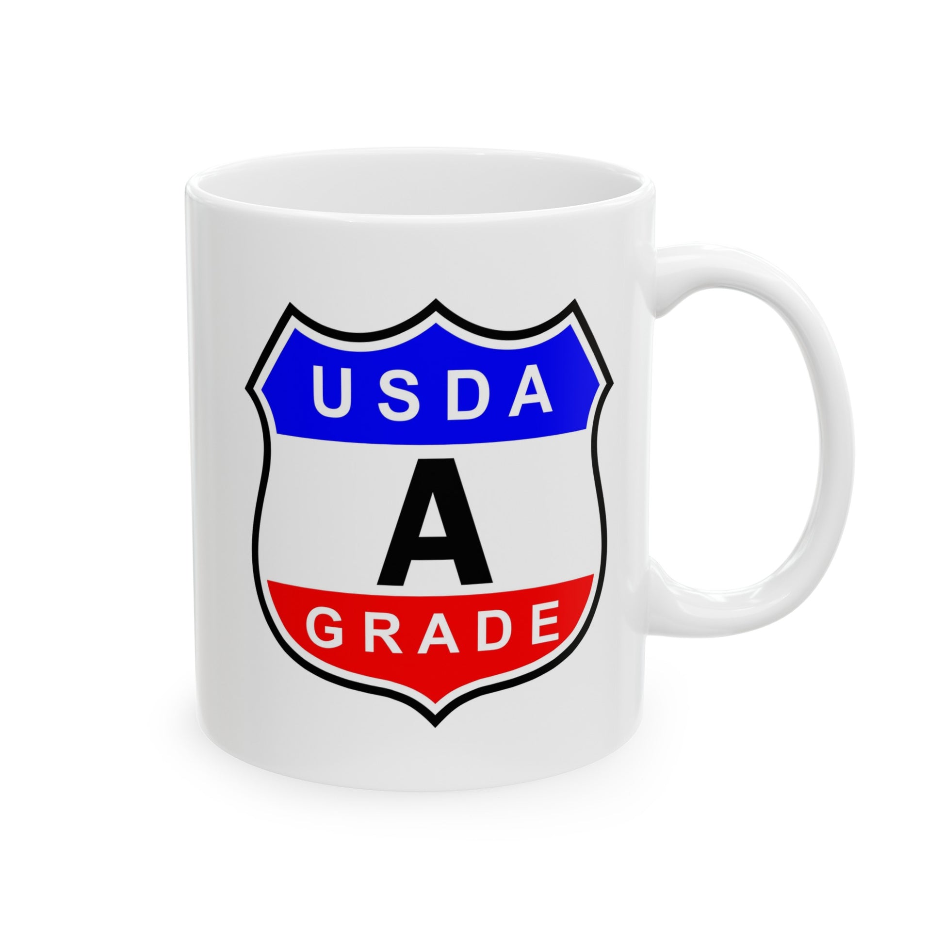 USDA Grade A Seal Coffee Mug - Double Sided White Ceramic 11oz by TheGlassyLass.com