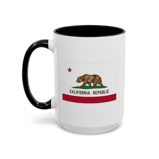 California State Flag - Double Sided Black Accent White Ceramic Coffee Mug 15oz by TheGlassyLass.com