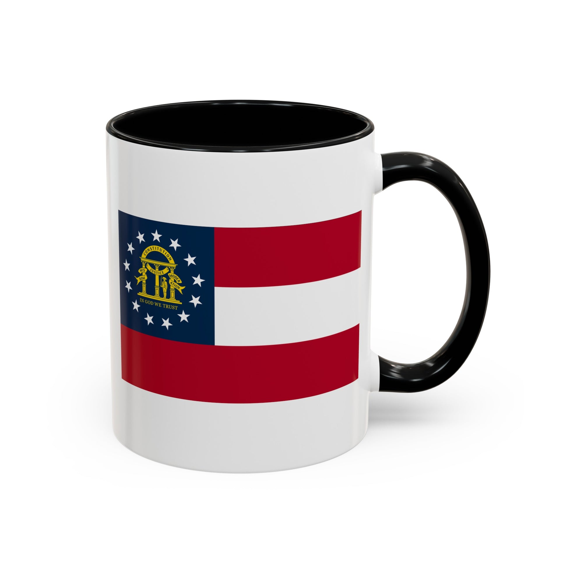 Georgia State Flag - Double Sided Black Accent White Ceramic Coffee Mug 11oz by TheGlassyLass.com