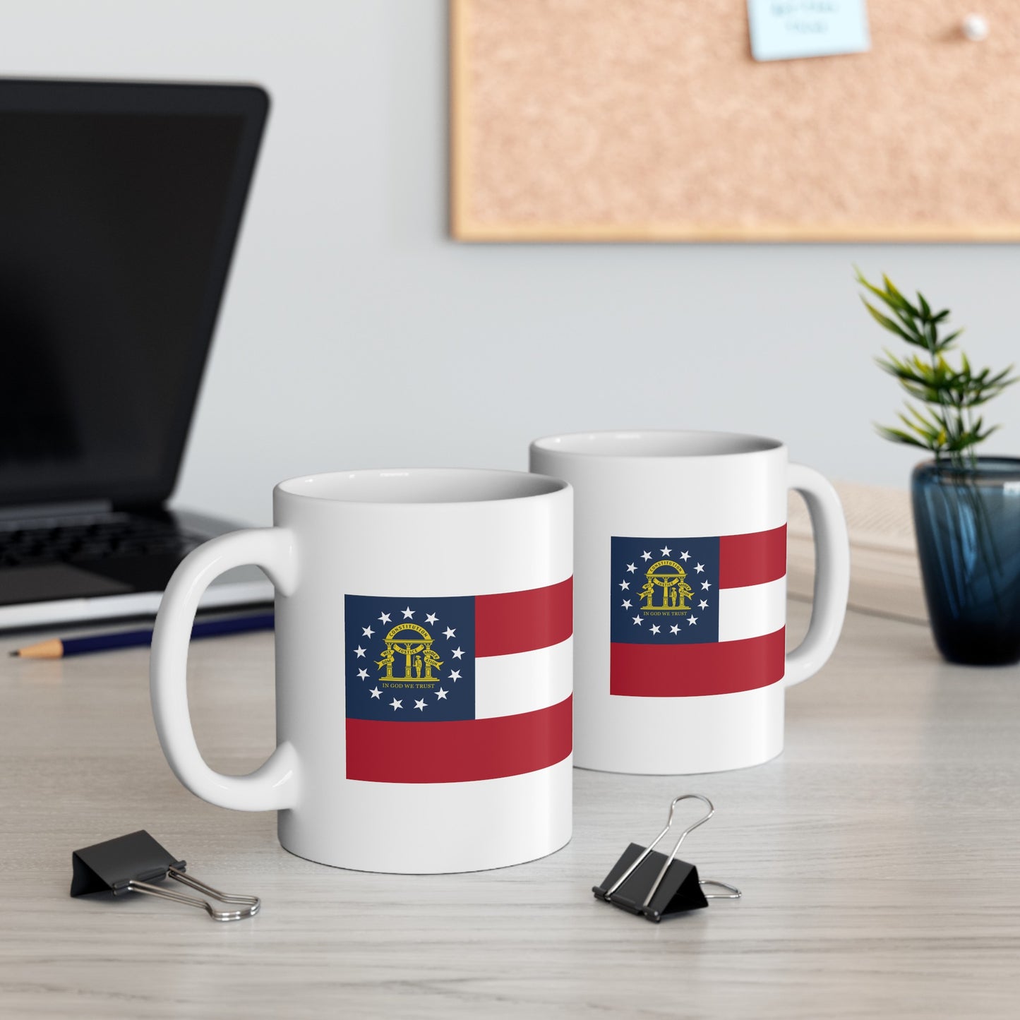 Georgia State Flag - Double Sided White Ceramic Coffee Mug 11oz by TheGlassyLass.com