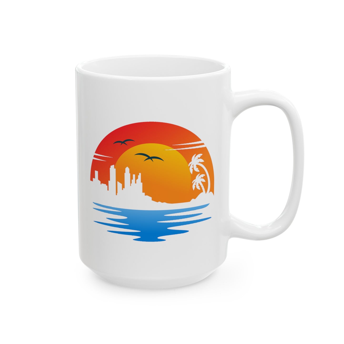 Life's a Beach Coffee Mug - Double Sided White Ceramic 15oz by TheGlassyLass.com