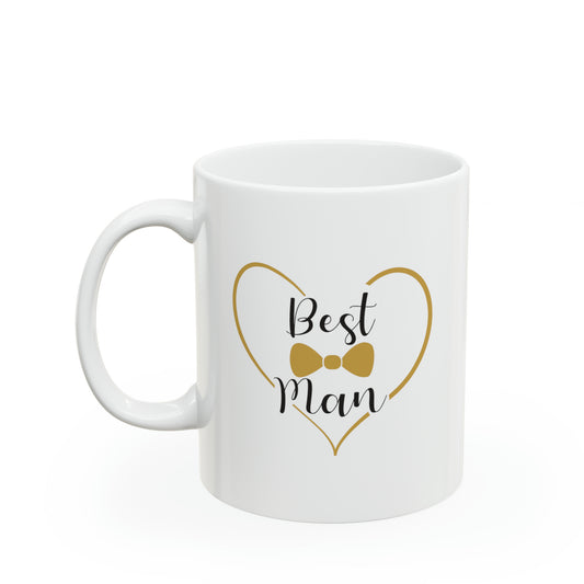 Best Man Coffee Mug - Double Sided 11oz White Ceramic by TheGlassyLass.com