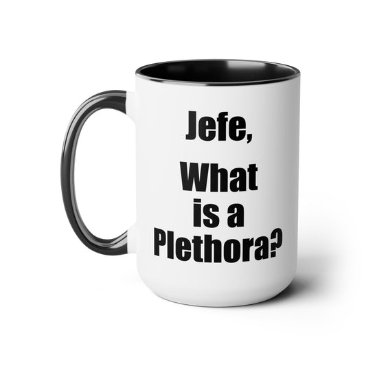 What is a Plethora Coffee Mug - Double Sided Black Accent White Ceramic 15oz by TheGlassyLass.com