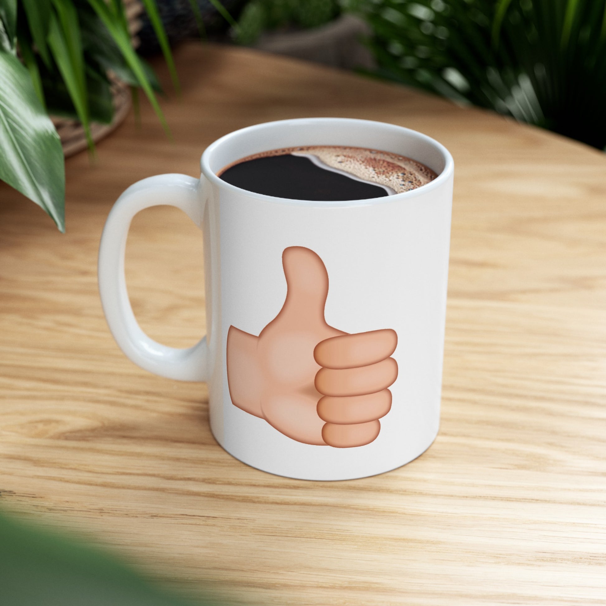 Thumb Up Thumb Down Coffee Mug - Double Sided White Ceramic 11oz by TheGlassyLass.com