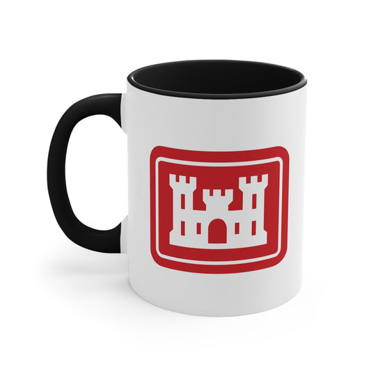 US Army Corps of Engineers Coffee Mug - Double Sided Black Accent Ceramic 11oz - by TheGlassyLass