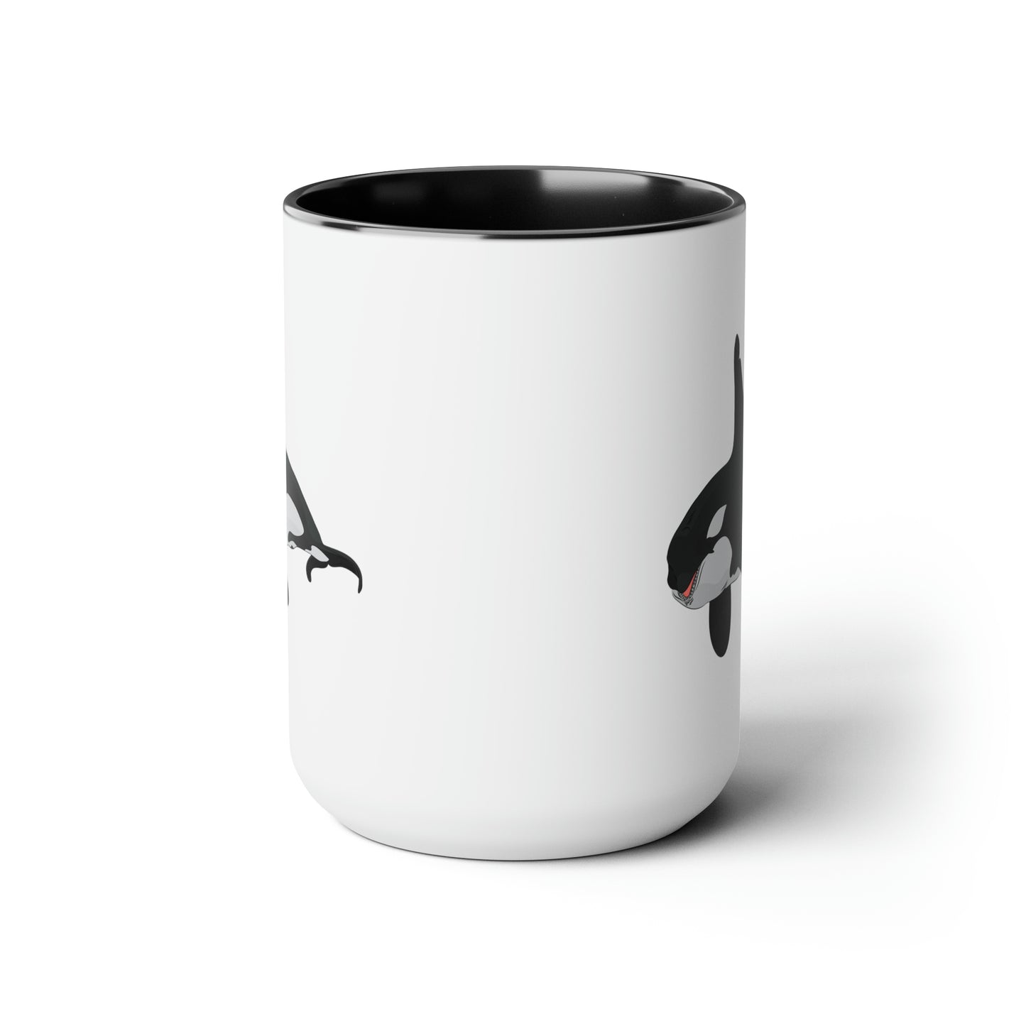 Orca Killer Whale Coffee Mugs - Double Sided Black Accent White Ceramic 15oz by TheGlassyLass