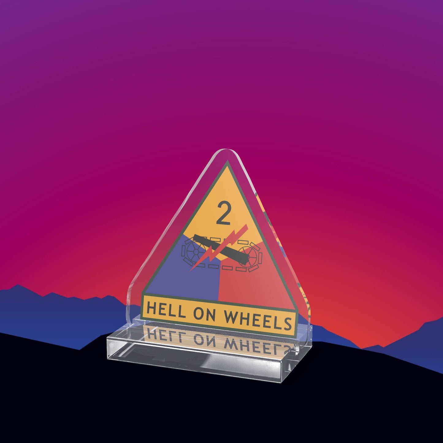 United States Army 2nd Armored Division (Hell On Wheels) Acrylic Standee by TheGlassyLass.com