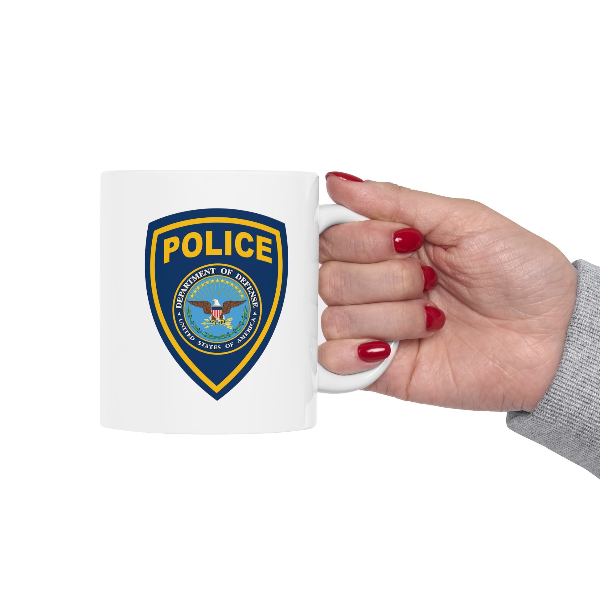 DOD Police Coffee Mug - Double Sided White Ceramic 11oz by TheGlassyLass.com