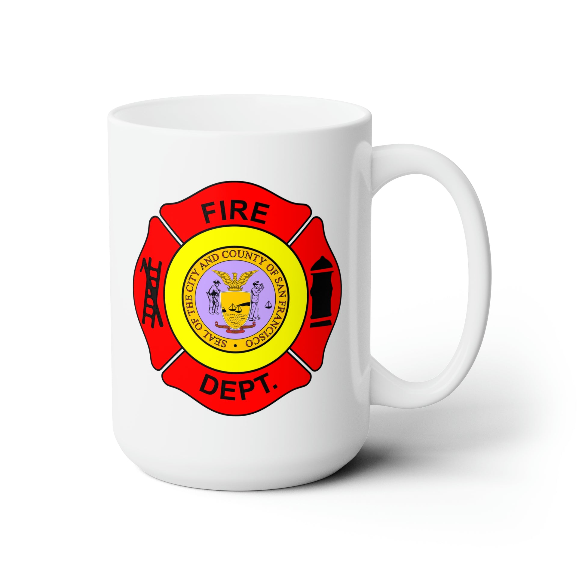 San Francisco Fire Department Coffee Mug - Double Sided White Ceramic 15oz by TheGlassyLass.com