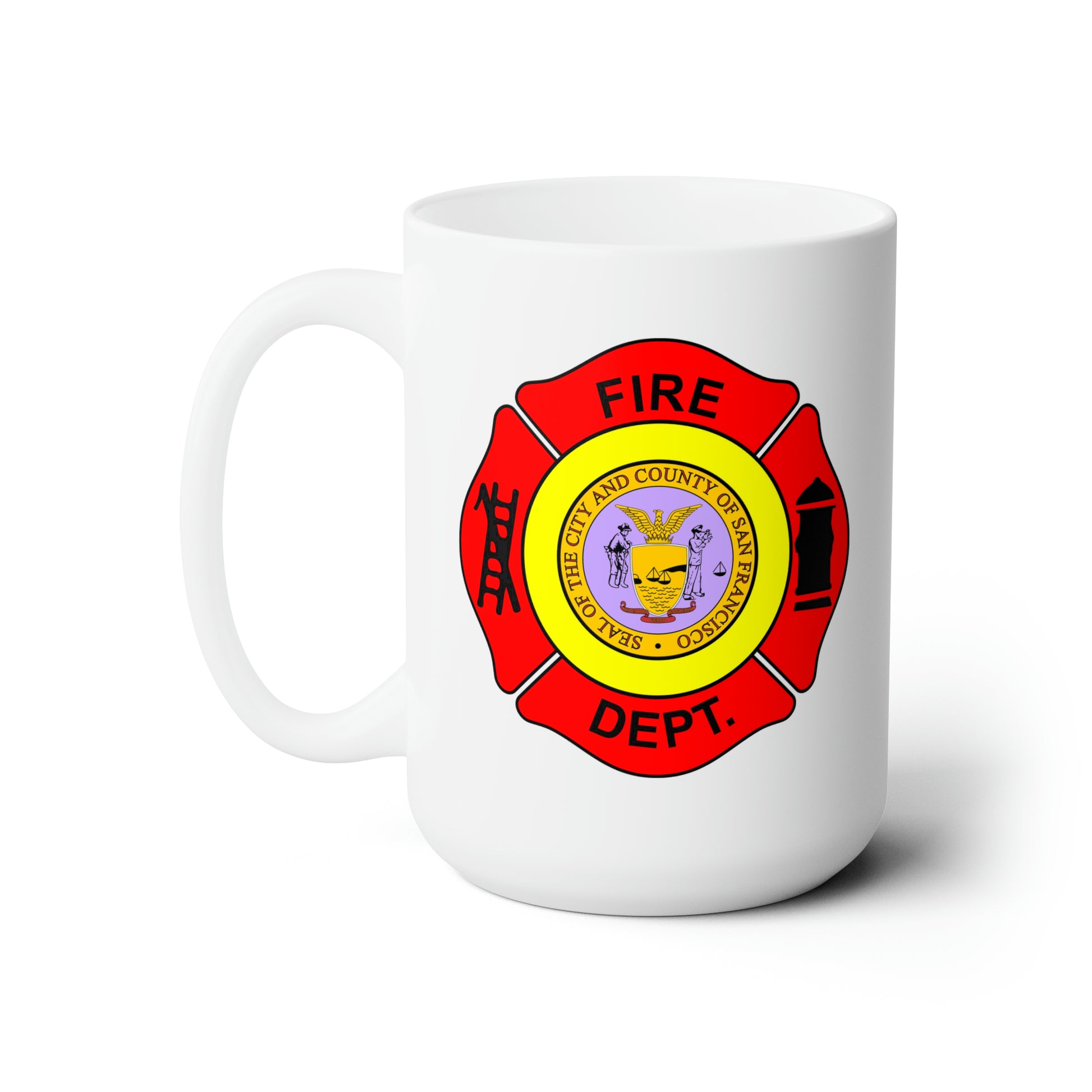 San Francisco Fire Department Coffee Mug - Double Sided White Ceramic 15oz by TheGlassyLass.com