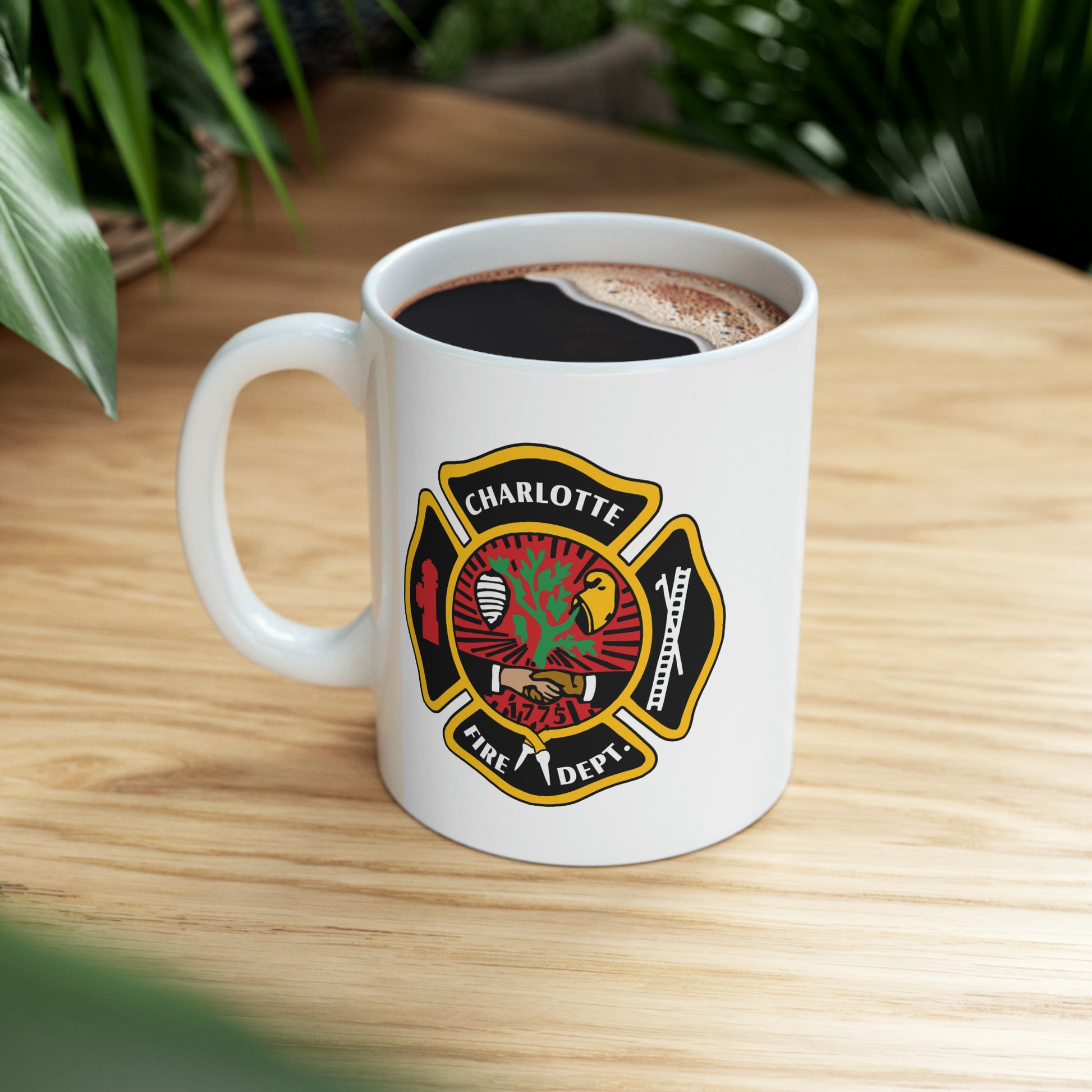 Charlotte Fire Department Coffee Mug - Double Sided White Ceramic 11oz by TheGlassyLass.com