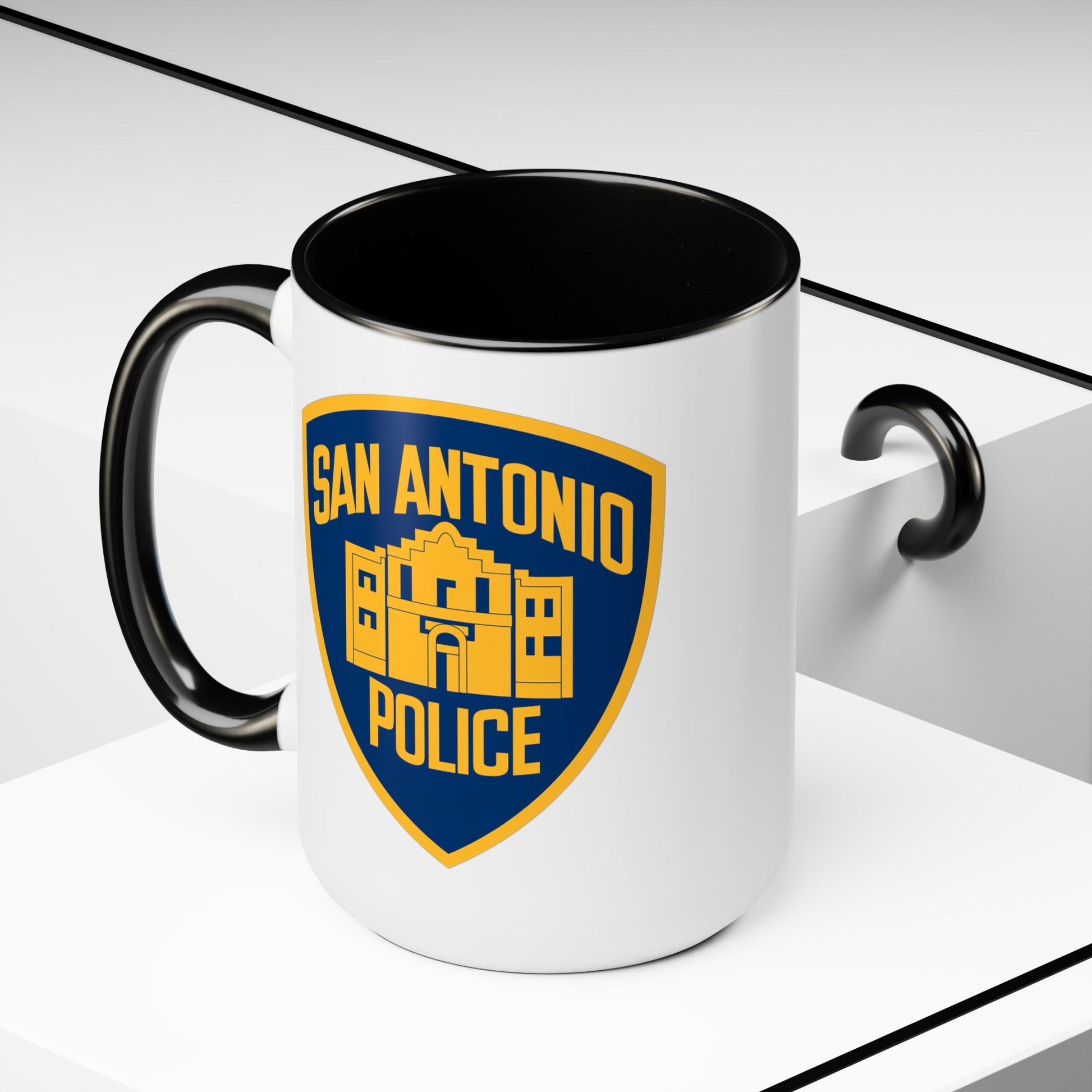 San Antonio Police Coffee Mug - Double Sided Black Accent White Ceramic 15oz by TheGlassyLass.com