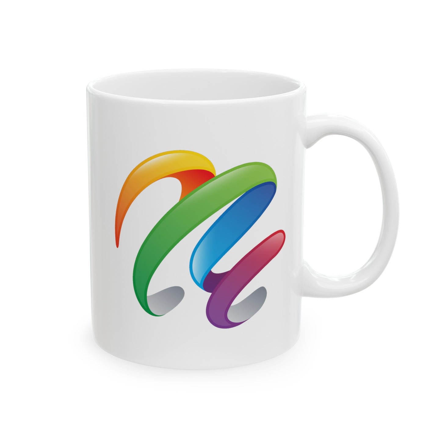 Rainbow Swirl Coffee Mug - Double Sided White Ceramic 11oz by TheGlassyLass.com