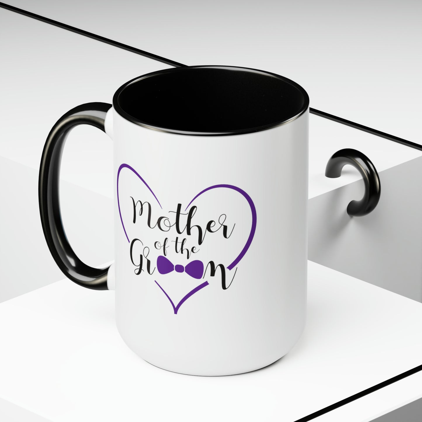 Mother of the Groom Coffee Mug - Double Sided Black Accent Ceramic 15oz by TheGlassyLass.com