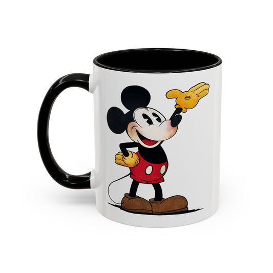 Original Mickey Mouse Coffee Mug - Double Sided Black Accent White Ceramic 11oz by TheGlassyLass.com