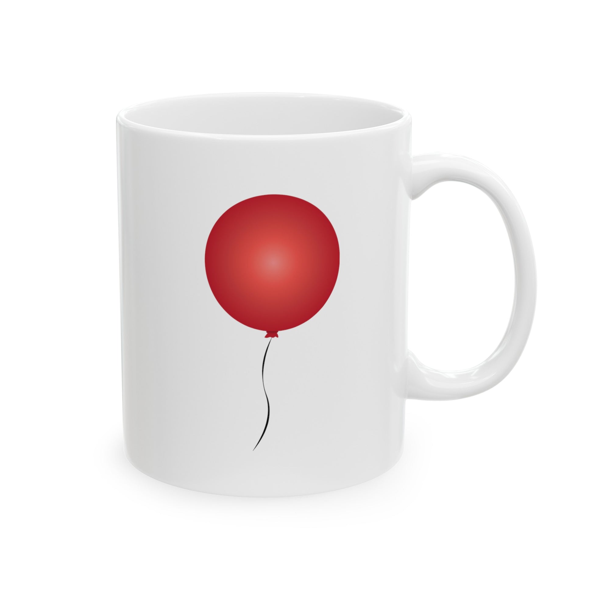 Red Balloon Coffee Mug - Double Sided White Ceramic 11oz by TheGlassyLass.com