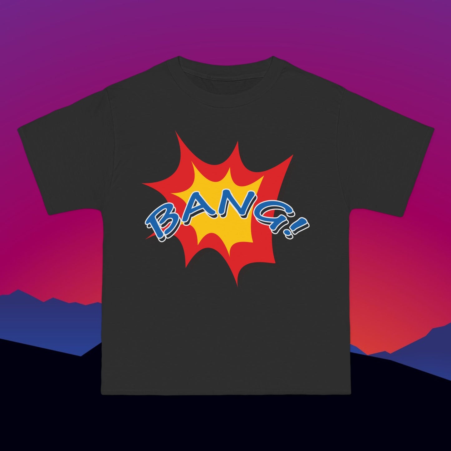 Bang Superhero T-Shirt: (Hanes Beefy-T 100% Preshrunk Cotton) Custom Printed by TheGlassyLass.com