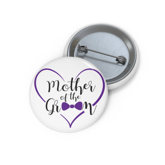 Mother of the Groom Button Pin 1.25" Round | Wedding Party Design by TheGlassyLass.com
