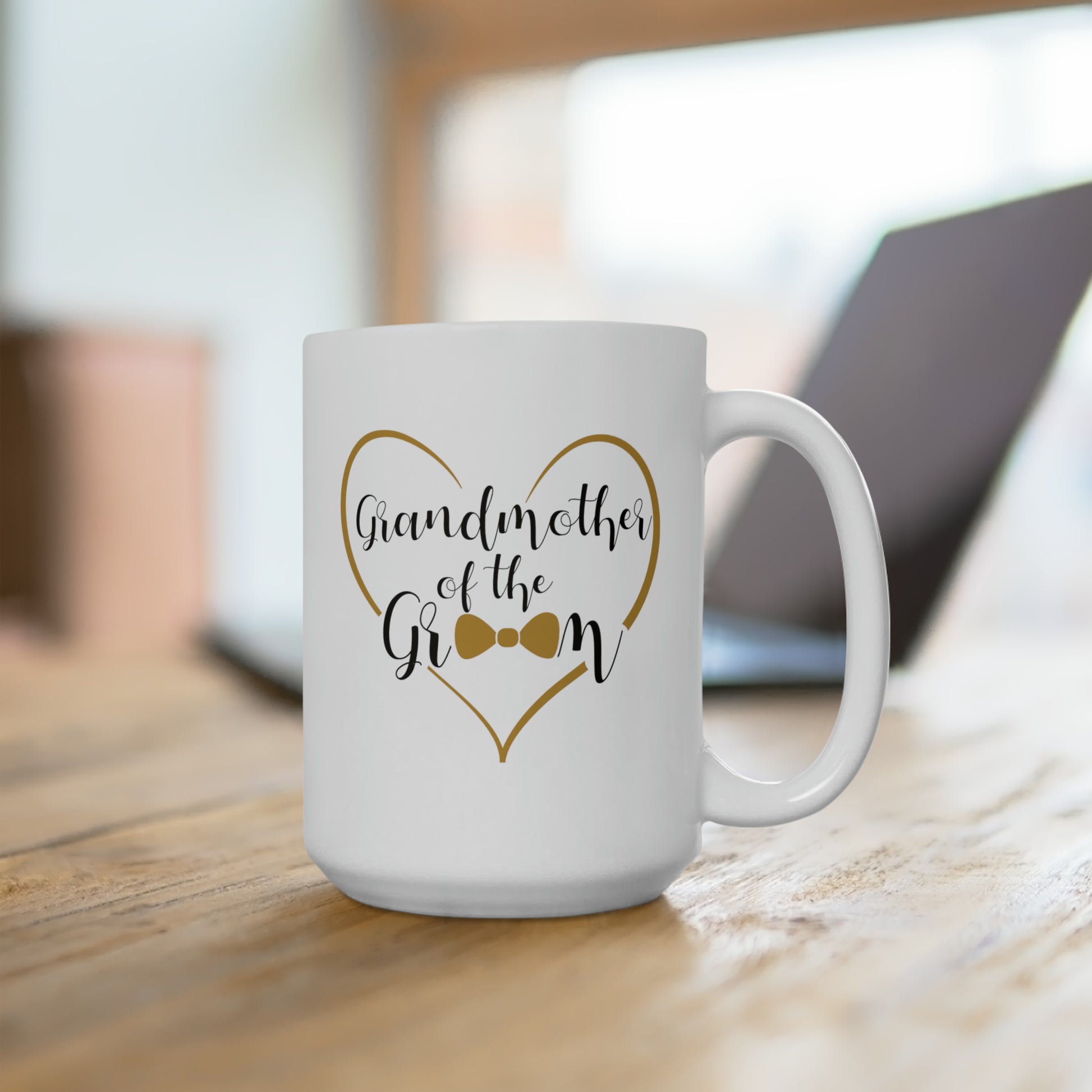 Grandmother of the Groom Coffee Mug - Double Sided White Ceramic 15oz - by TheGlassyLass.com