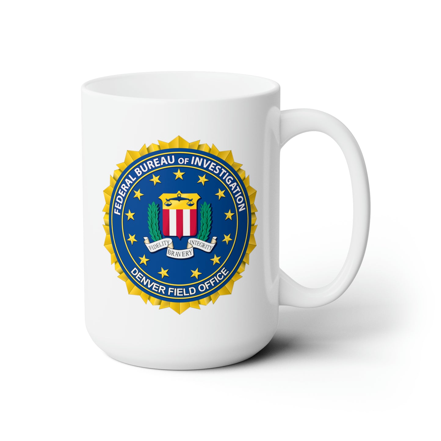 The FBI Denver Field Office Coffee Mug - Double Sided White Ceramic 15oz - by TheGlassyLass.com