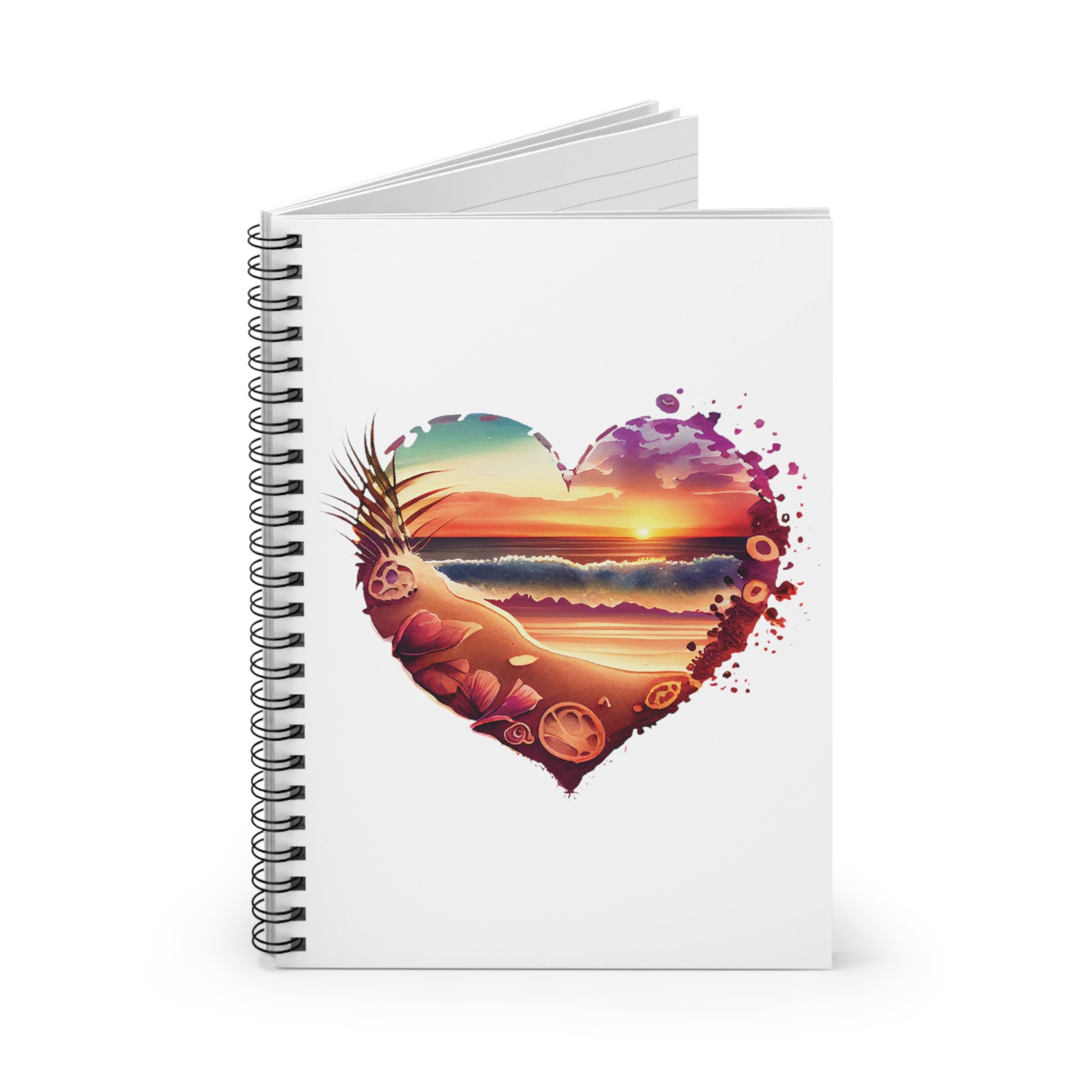 Beach Heart Sunset: Spiral Notebook - Log Books - Journals - Diaries - and More Custom Printed by TheGlassyLass