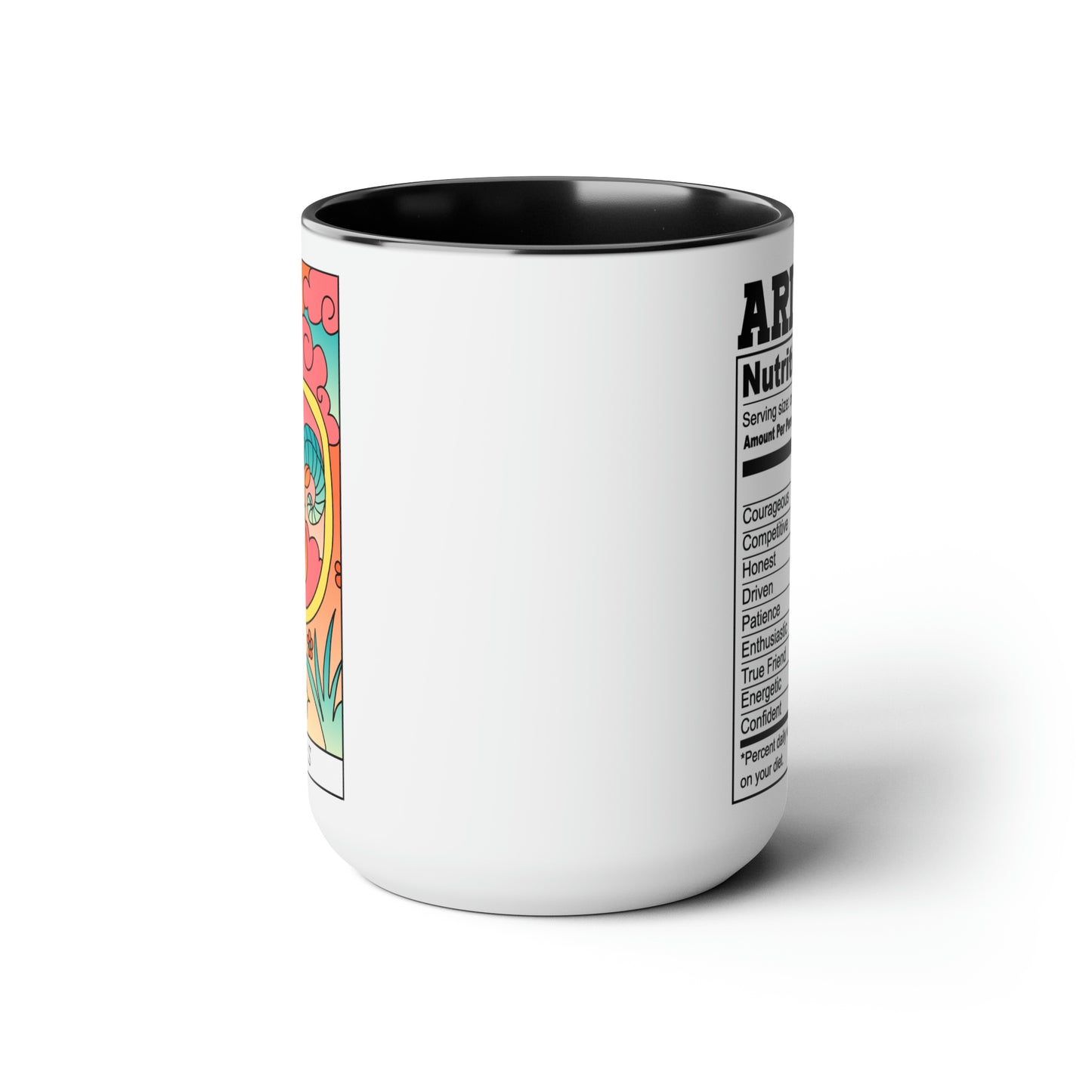 Aries Tarot Card Coffee Mug - Double Sided Black Accent Ceramic 15oz by TheGlassyLass.com