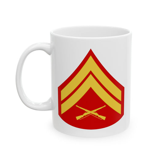 United States Marine Corps Corporal (E-4) Chevron Coffee Mug - Double Sided White Ceramic 11oz - by TheGlassyLass.com