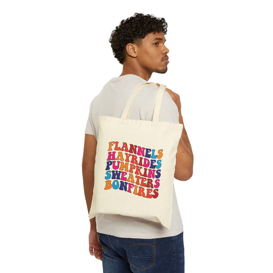 Flannels Hayrides Pumpkins... Logo Tote Bag - Heavyweight 100% Cotton Canvas by TheGlassyLass.com