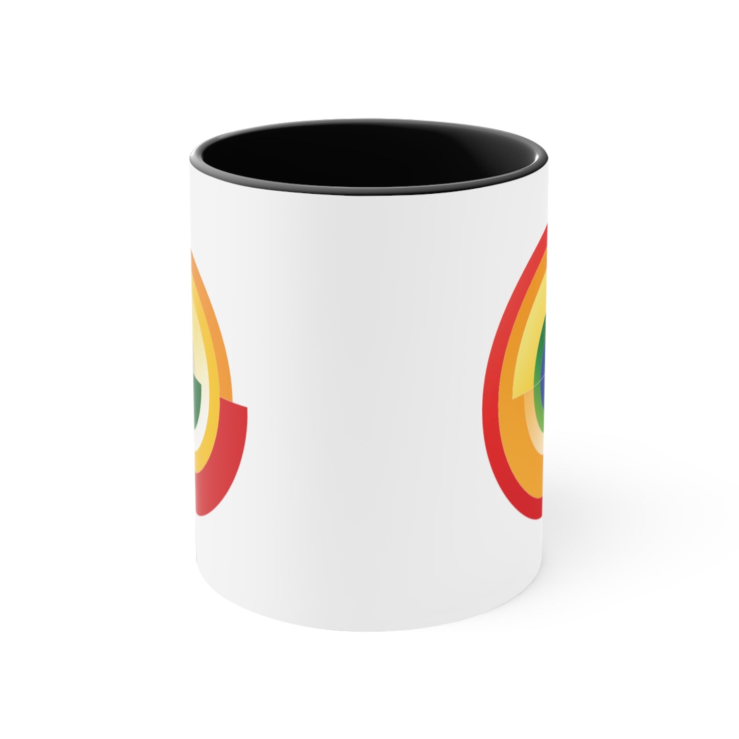 Rainbow Pride Flag Coffee Mug - Double Sided Black Accent White Ceramic 11oz by TheGlassyLass.com