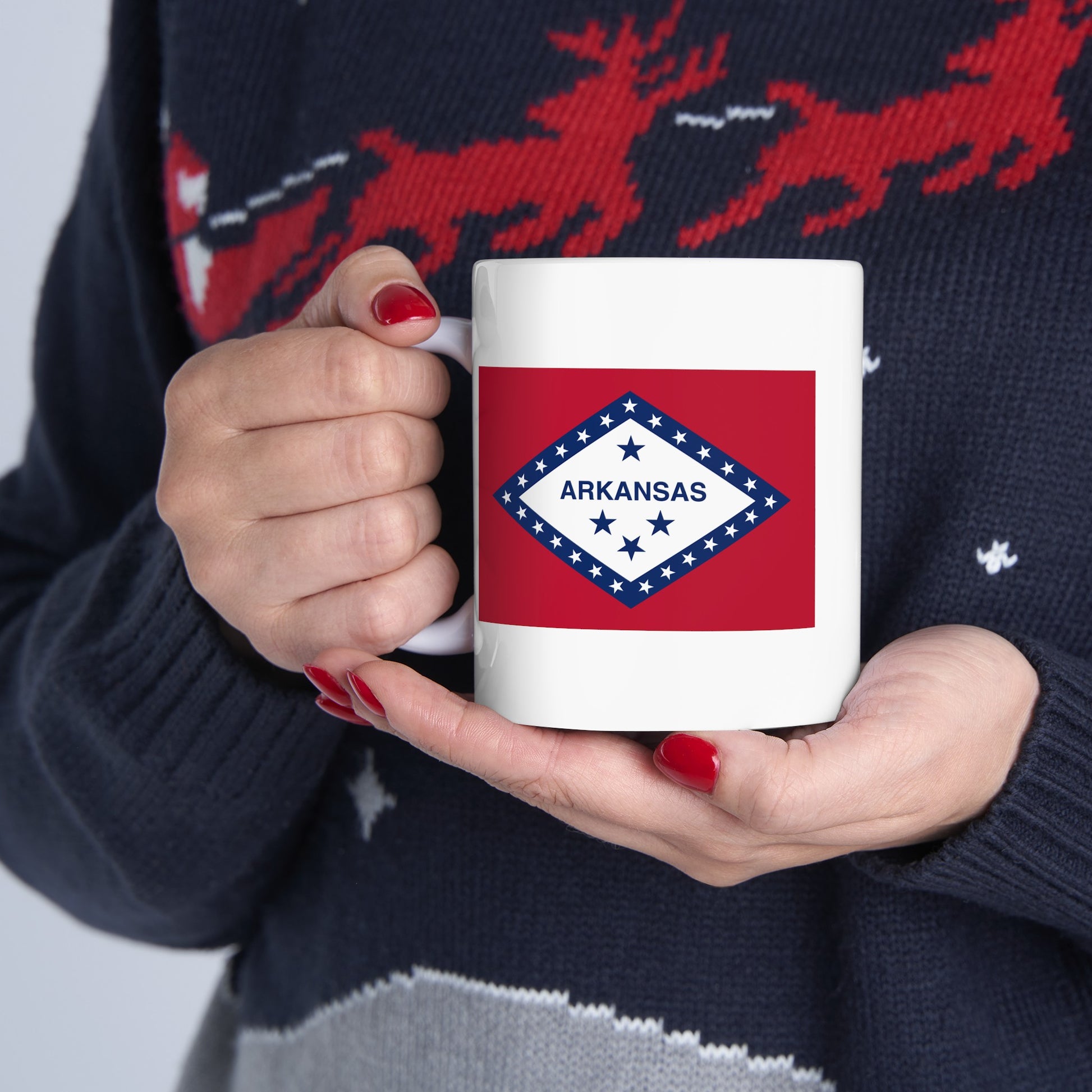 Arkansas State Flag - Double Sided White Ceramic Coffee Mug 11oz by TheGlassyLass.com