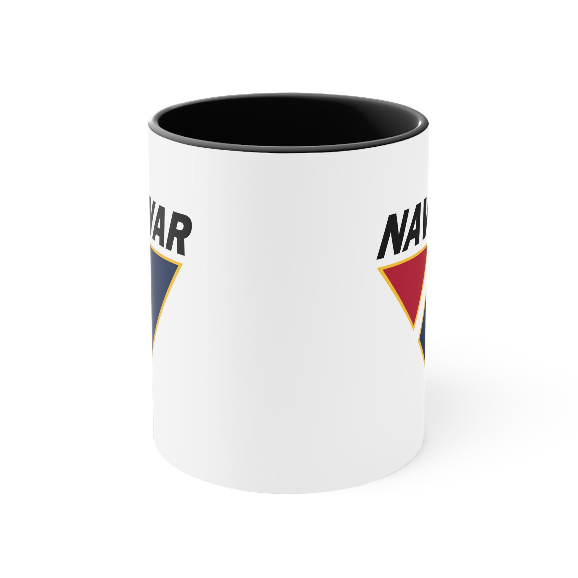 US Navy NAVWAR Coffee Mug - Black Accent Two Tone White Ceramic 11oz Size by TheGlassyLass.com