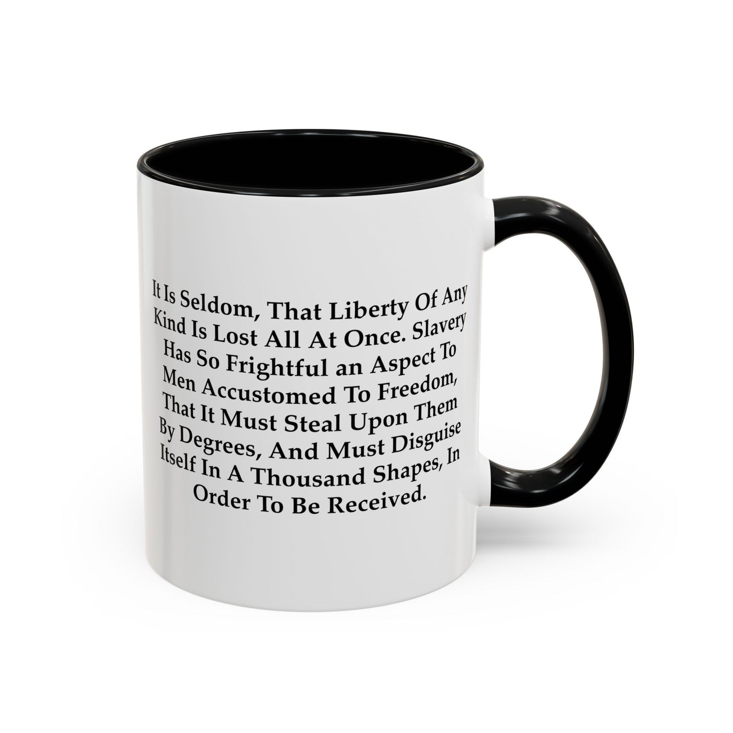 Liberty Lost Coffee Mug - Double Sided Black Accent White Ceramic 11oz by TheGlassyLass.com