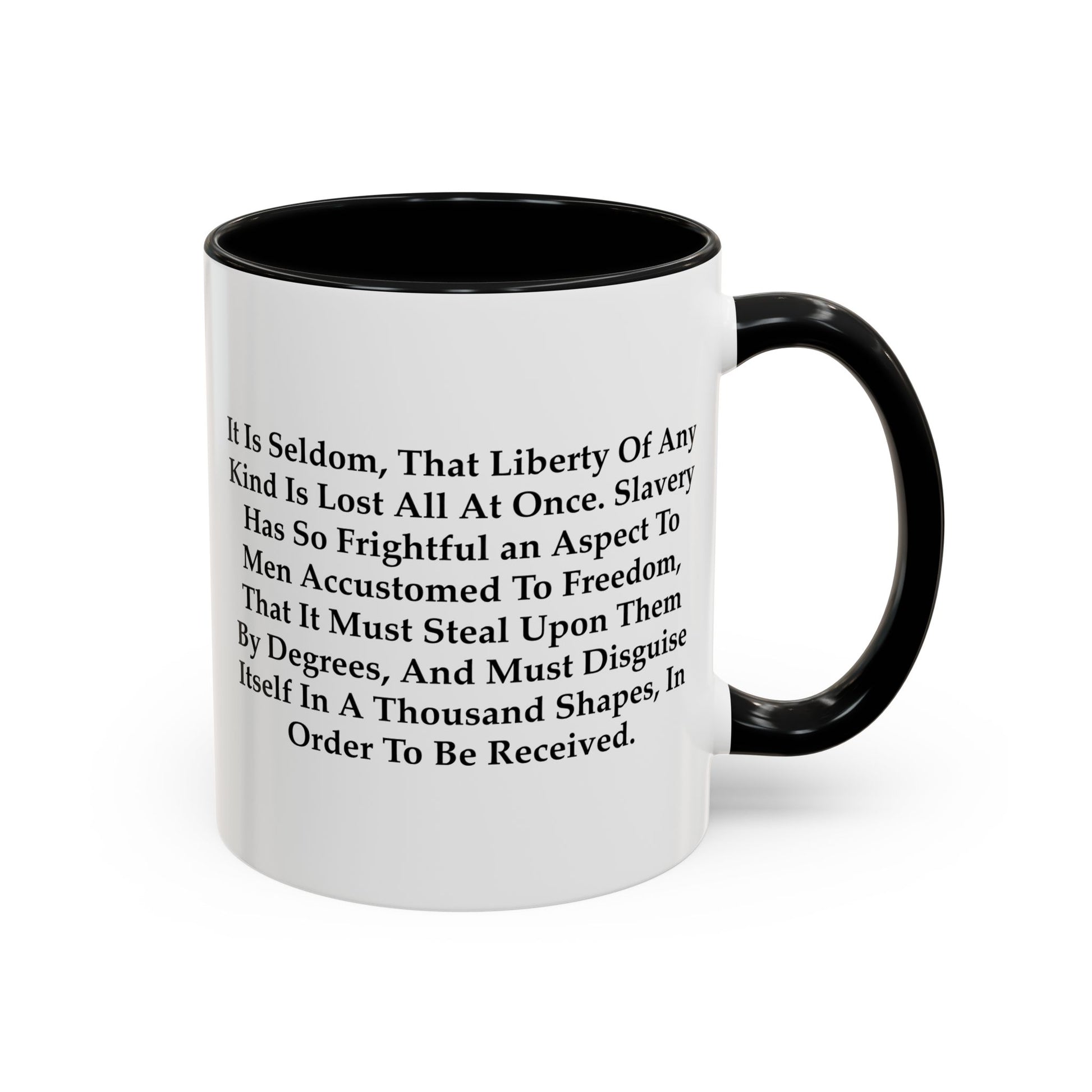 Liberty Lost Coffee Mug - Double Sided Black Accent White Ceramic 11oz by TheGlassyLass.com