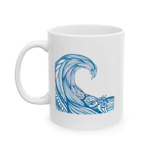 Under The Wave Coffee Mug - Double Sided White Ceramic 11oz by TheGlassyLass.com