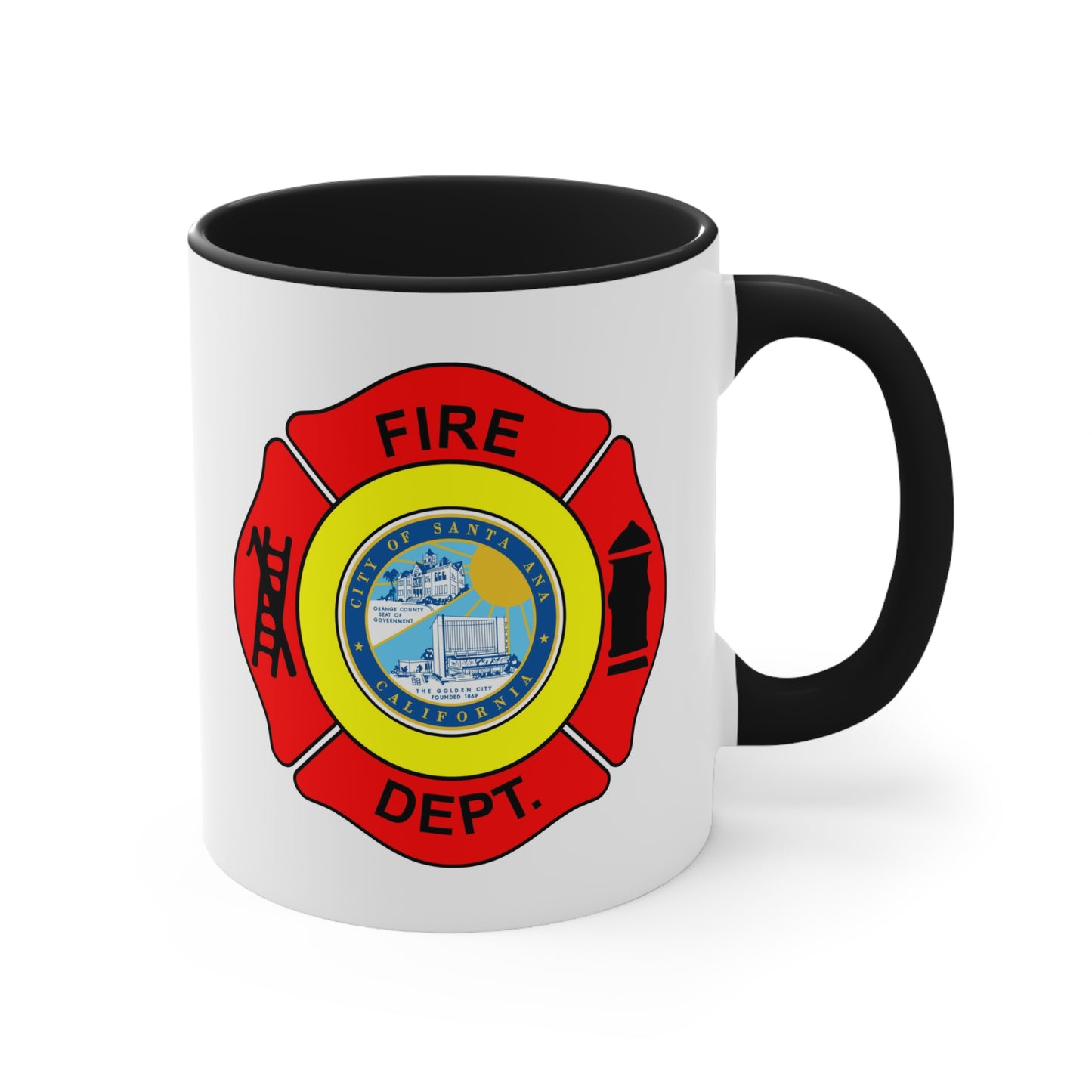 Santa Ana Fire Department Coffee Mug - Double Sided Black Accent White Ceramic 11oz by TheGlassyLass.com